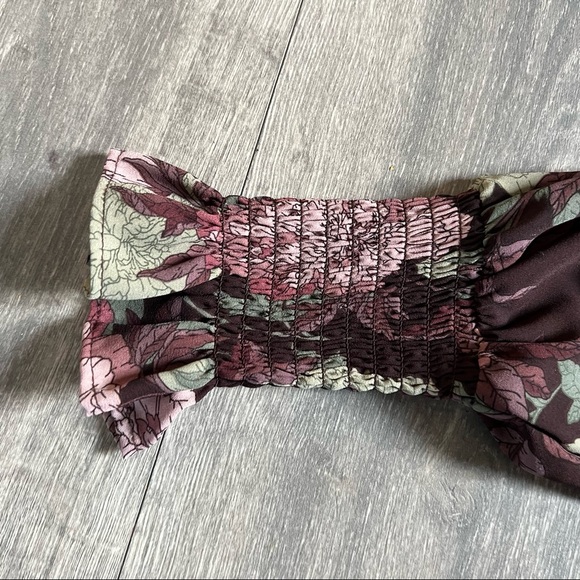 Nanette Lepore floral high neck high-low smocked chiffon dress size 8 - Picture 9 of 14